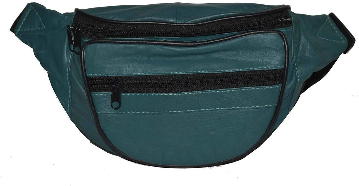 Leatherboss Genuine Leather Designer Travel Fanny Pack Holder Bag with Waist Belt, Red