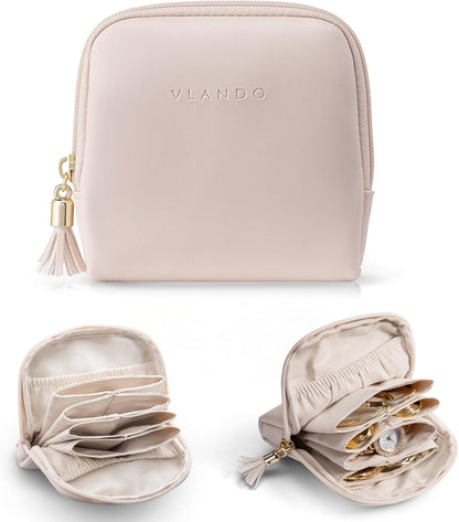Small Travel Jewelry Case,Gifts for Women,Jewelry Pouch Bags with Zipper,Velvet Jewelry Organizer Storage Bag for Bracelet Rings Earring-Cream White
