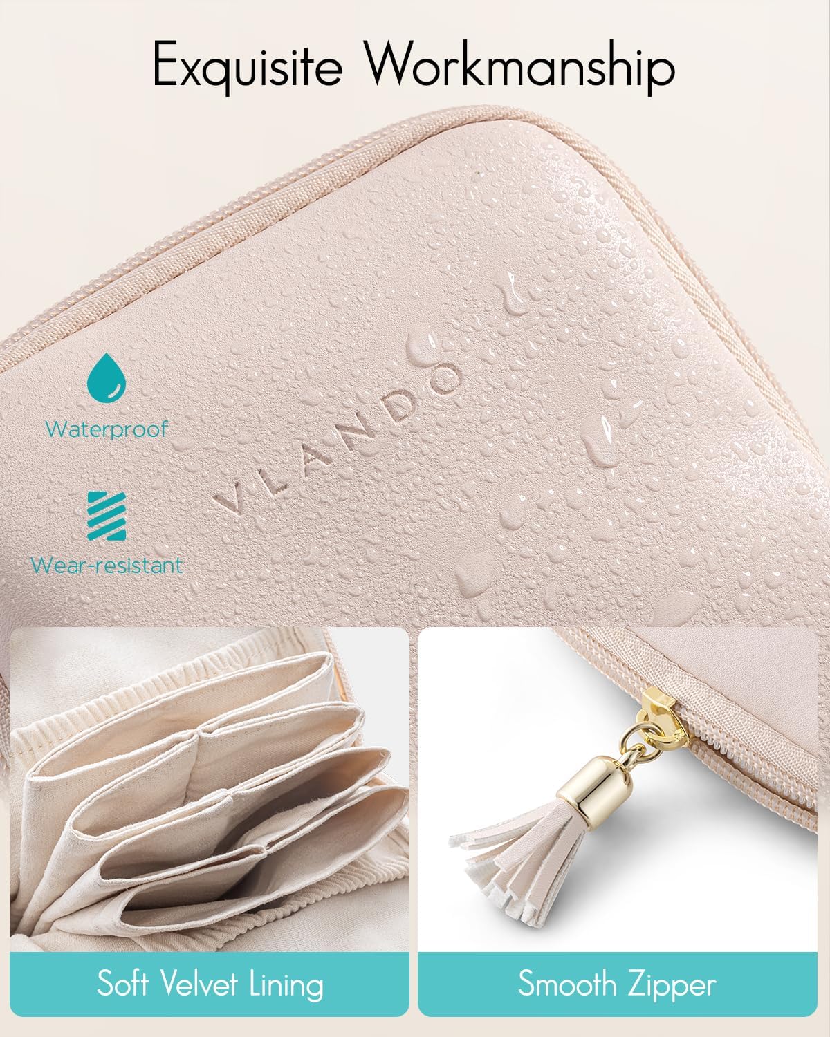 Small Travel Jewelry Case,Gifts for Women,Jewelry Pouch Bags with Zipper,Velvet Jewelry Organizer Storage Bag for Bracelet Rings Earring-Cream White