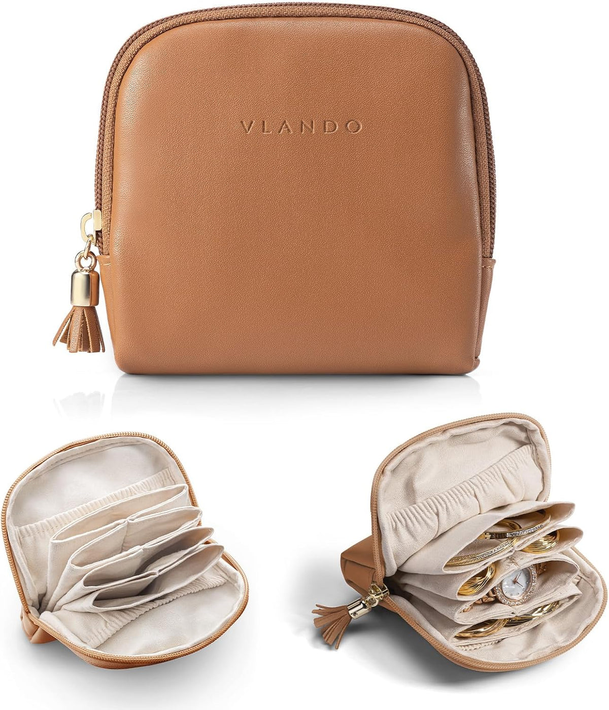 Small Travel Jewelry Case,Gifts for Women,Jewelry Pouch Bags with Zipper,Velvet Jewelry Organizer Storage Bag for Bracelet Rings Earring-Cream White