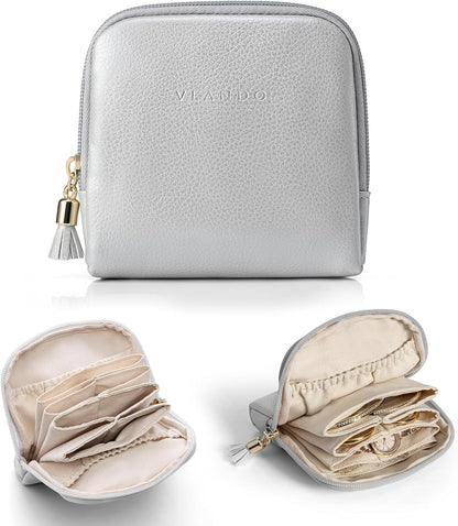 Small Travel Jewelry Case,Gifts for Women,Jewelry Pouch Bags with Zipper,Velvet Jewelry Organizer Storage Bag for Bracelet Rings Earring-Cream White