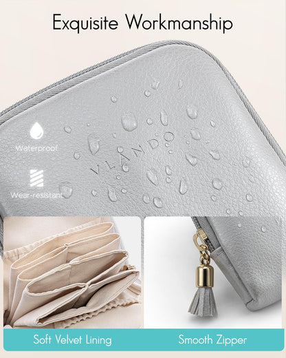 Small Travel Jewelry Case,Gifts for Women,Jewelry Pouch Bags with Zipper,Velvet Jewelry Organizer Storage Bag for Bracelet Rings Earring-Cream White