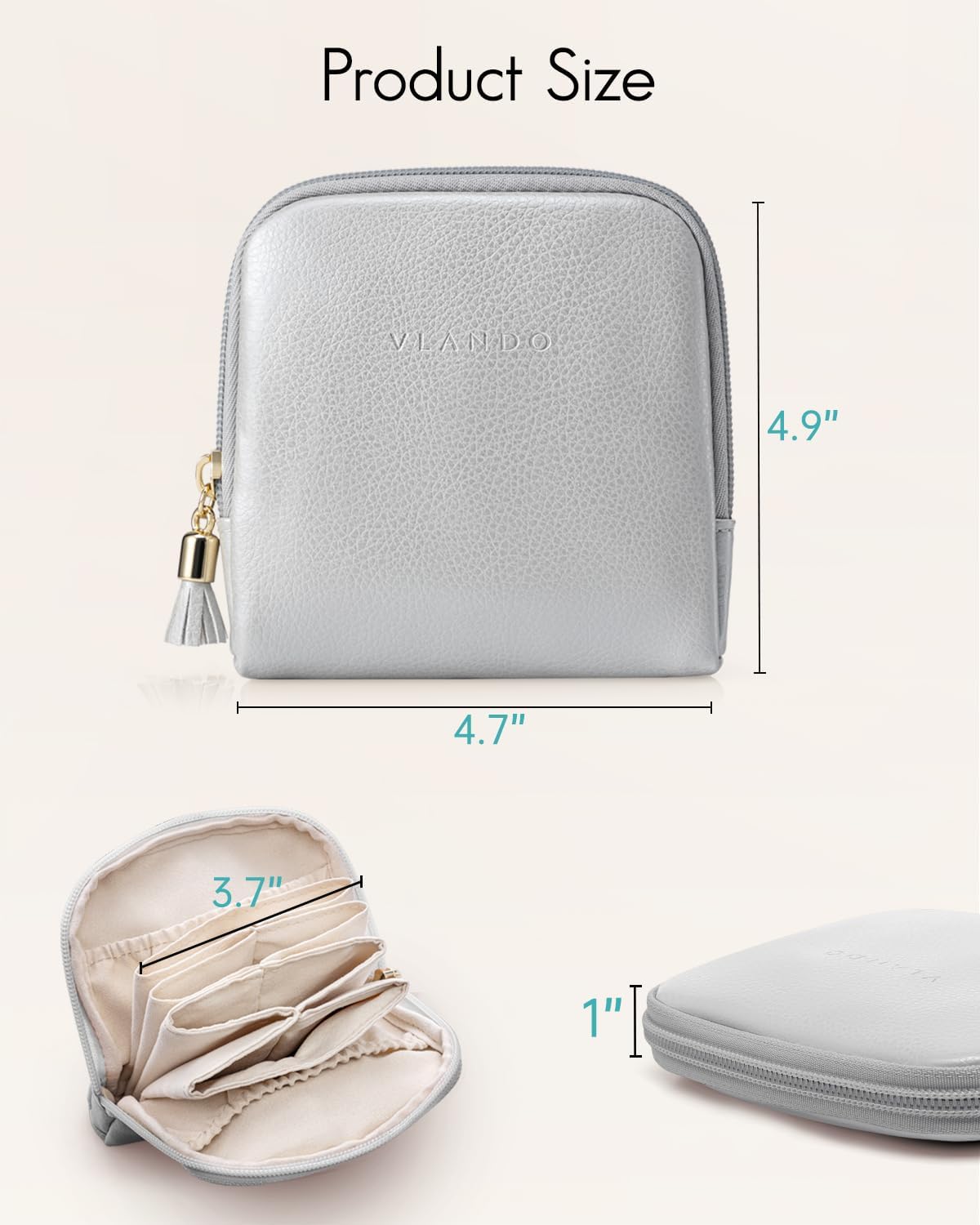 Small Travel Jewelry Case,Gifts for Women,Jewelry Pouch Bags with Zipper,Velvet Jewelry Organizer Storage Bag for Bracelet Rings Earring-Cream White
