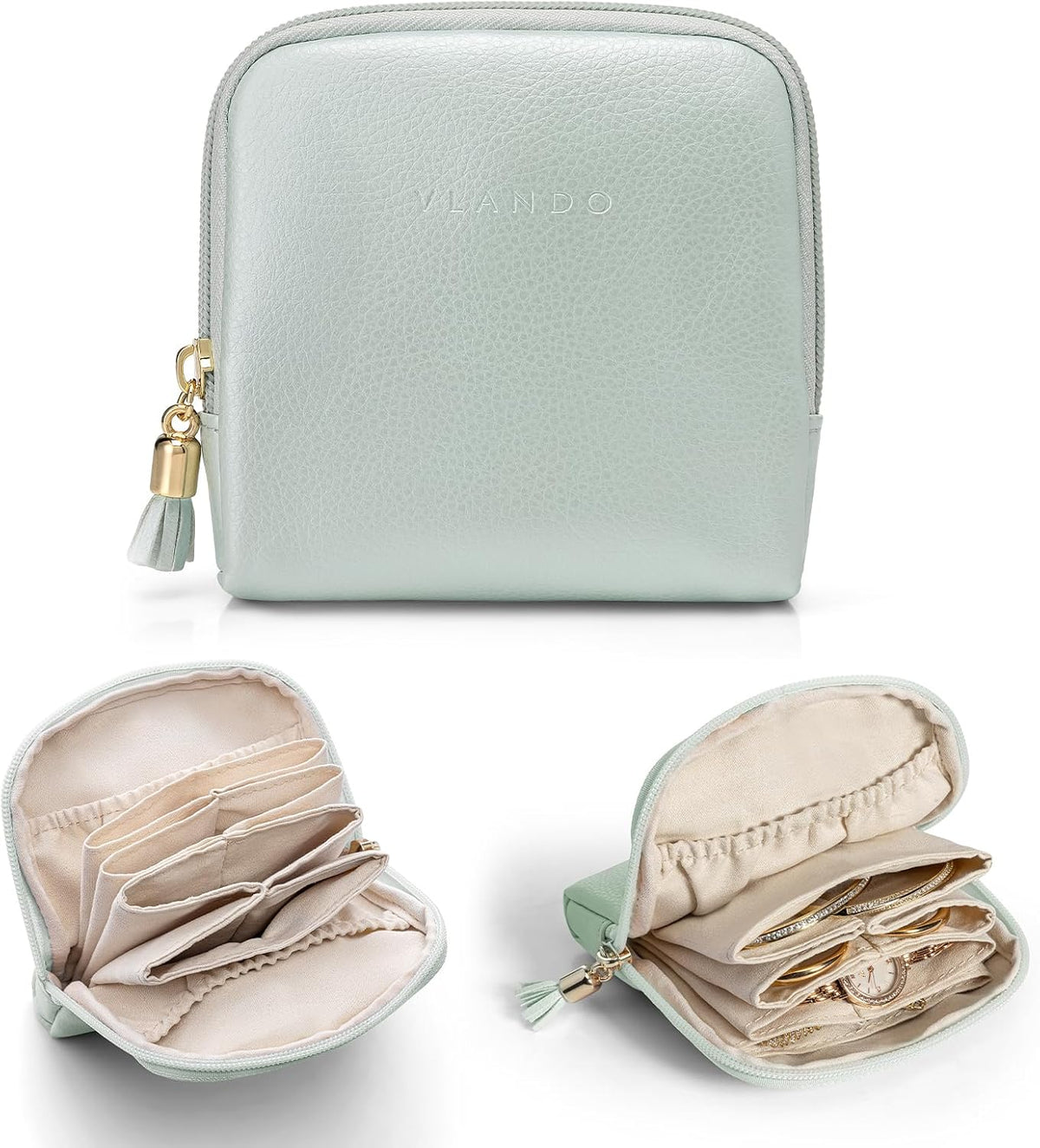 Small Travel Jewelry Case,Gifts for Women,Jewelry Pouch Bags with Zipper,Velvet Jewelry Organizer Storage Bag for Bracelet Rings Earring-Cream White