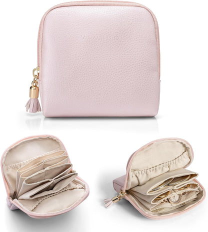 Small Travel Jewelry Case,Gifts for Women,Jewelry Pouch Bags with Zipper,Velvet Jewelry Organizer Storage Bag for Bracelet Rings Earring-Cream White