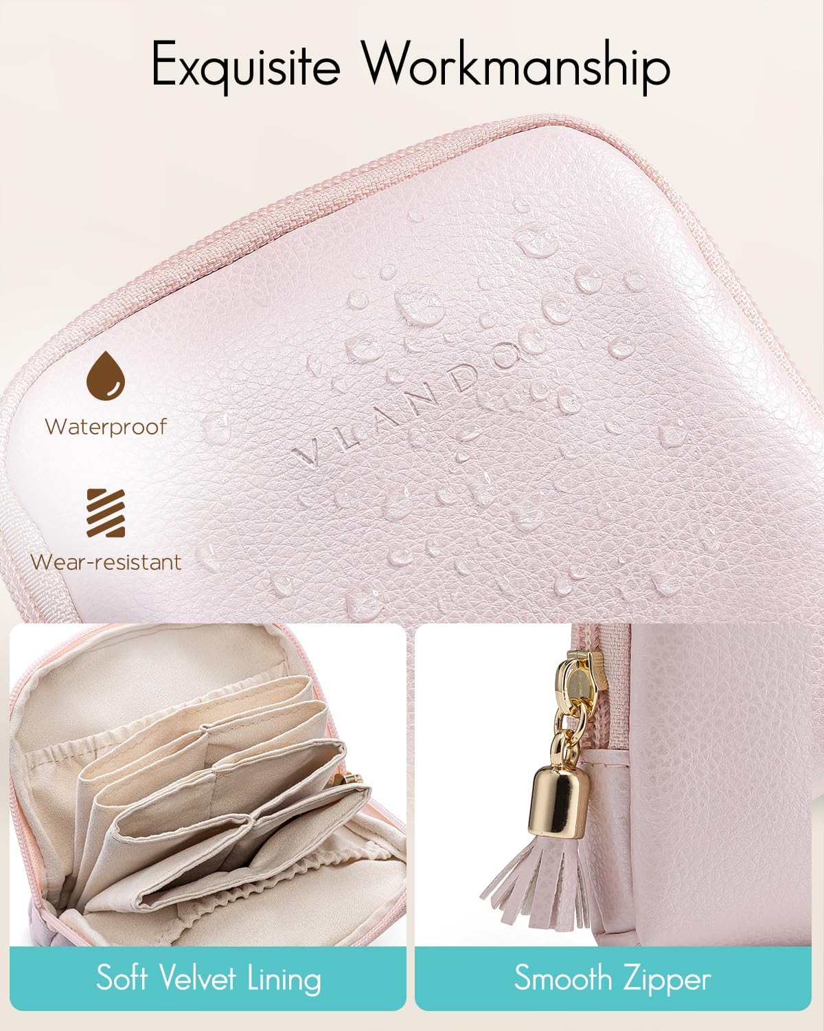 Small Travel Jewelry Case,Gifts for Women,Jewelry Pouch Bags with Zipper,Velvet Jewelry Organizer Storage Bag for Bracelet Rings Earring-Cream White