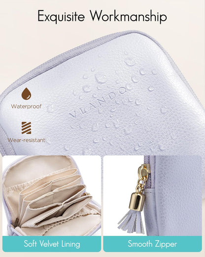 Small Travel Jewelry Case,Gifts for Women,Jewelry Pouch Bags with Zipper,Velvet Jewelry Organizer Storage Bag for Bracelet Rings Earring-Cream White