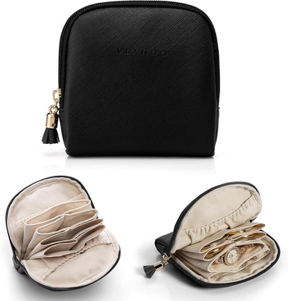 Small Travel Jewelry Case,Gifts for Women,Jewelry Pouch Bags with Zipper,Velvet Jewelry Organizer Storage Bag for Bracelet Rings Earring-Cream White
