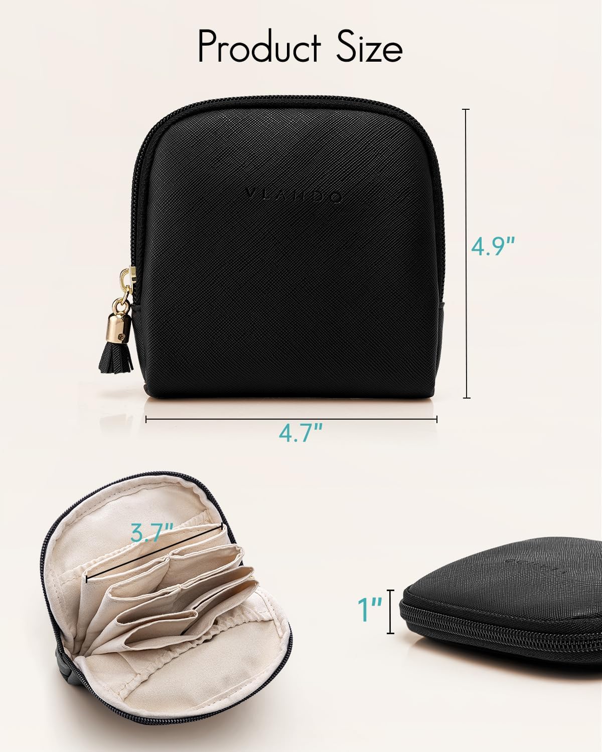 Small Travel Jewelry Case,Gifts for Women,Jewelry Pouch Bags with Zipper,Velvet Jewelry Organizer Storage Bag for Bracelet Rings Earring-Cream White