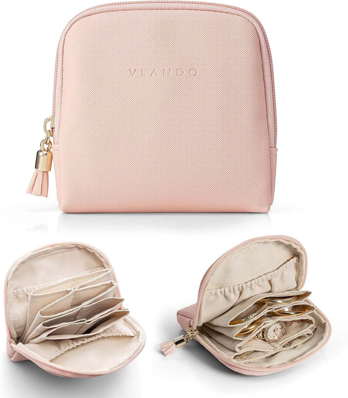 Small Travel Jewelry Case,Gifts for Women,Jewelry Pouch Bags with Zipper,Velvet Jewelry Organizer Storage Bag for Bracelet Rings Earring-Cream White