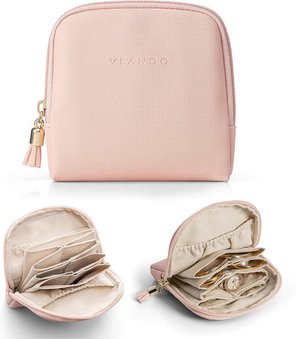 Small Travel Jewelry Case,Gifts for Women,Jewelry Pouch Bags with Zipper,Velvet Jewelry Organizer Storage Bag for Bracelet Rings Earring-Cream White