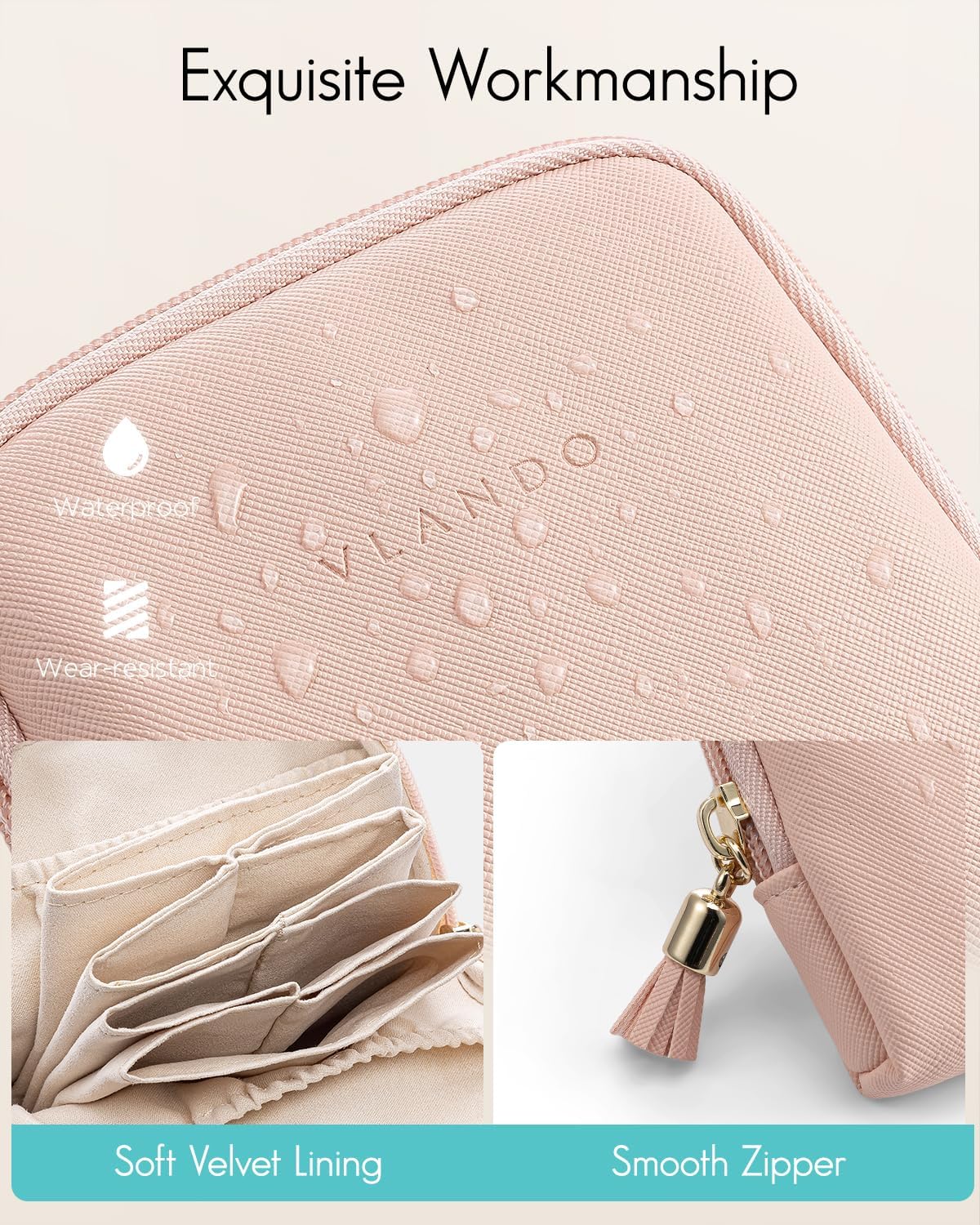Small Travel Jewelry Case,Gifts for Women,Jewelry Pouch Bags with Zipper,Velvet Jewelry Organizer Storage Bag for Bracelet Rings Earring-Cream White