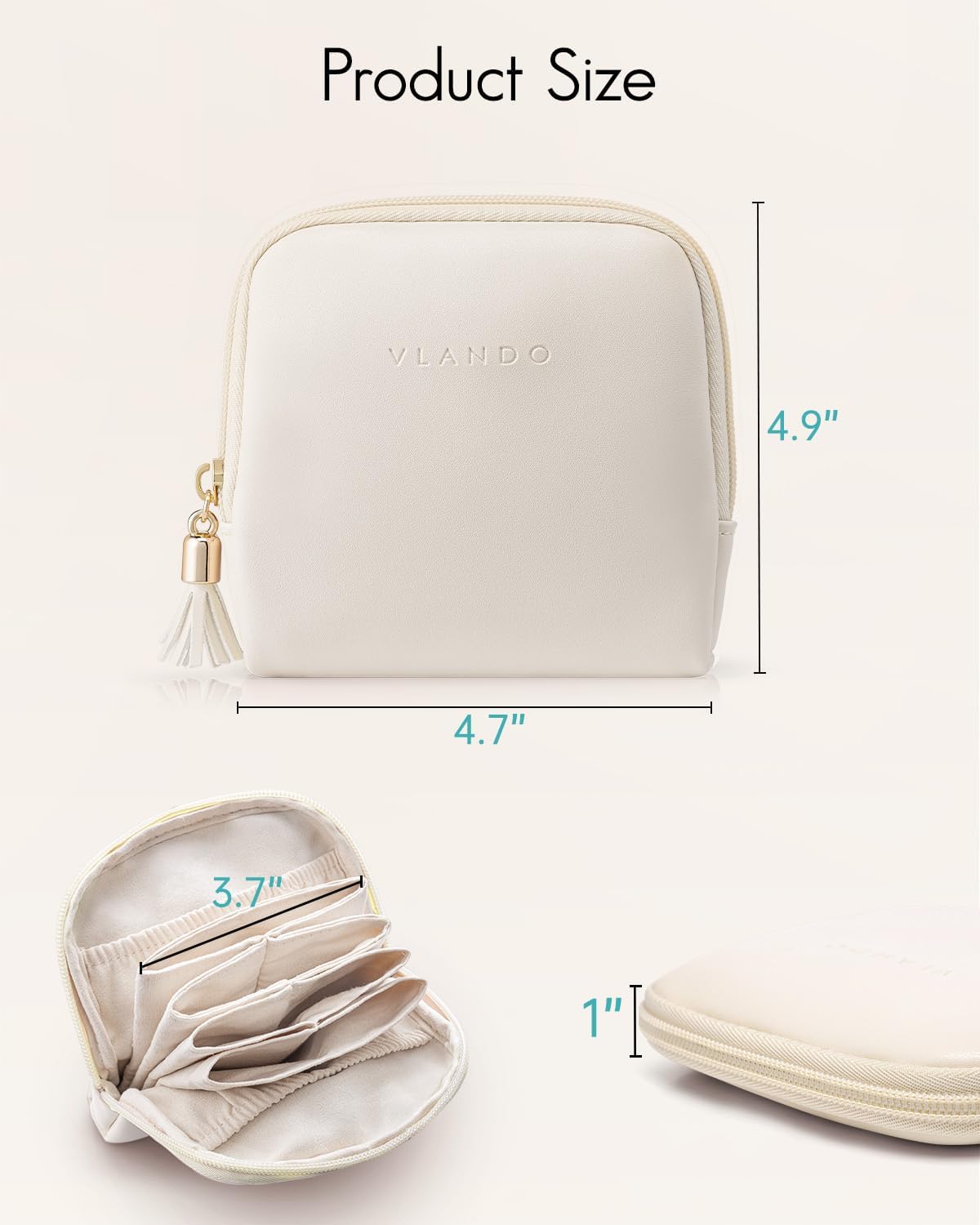 Small Travel Jewelry Case,Gifts for Women,Jewelry Pouch Bags with Zipper,Velvet Jewelry Organizer Storage Bag for Bracelet Rings Earring-Cream White