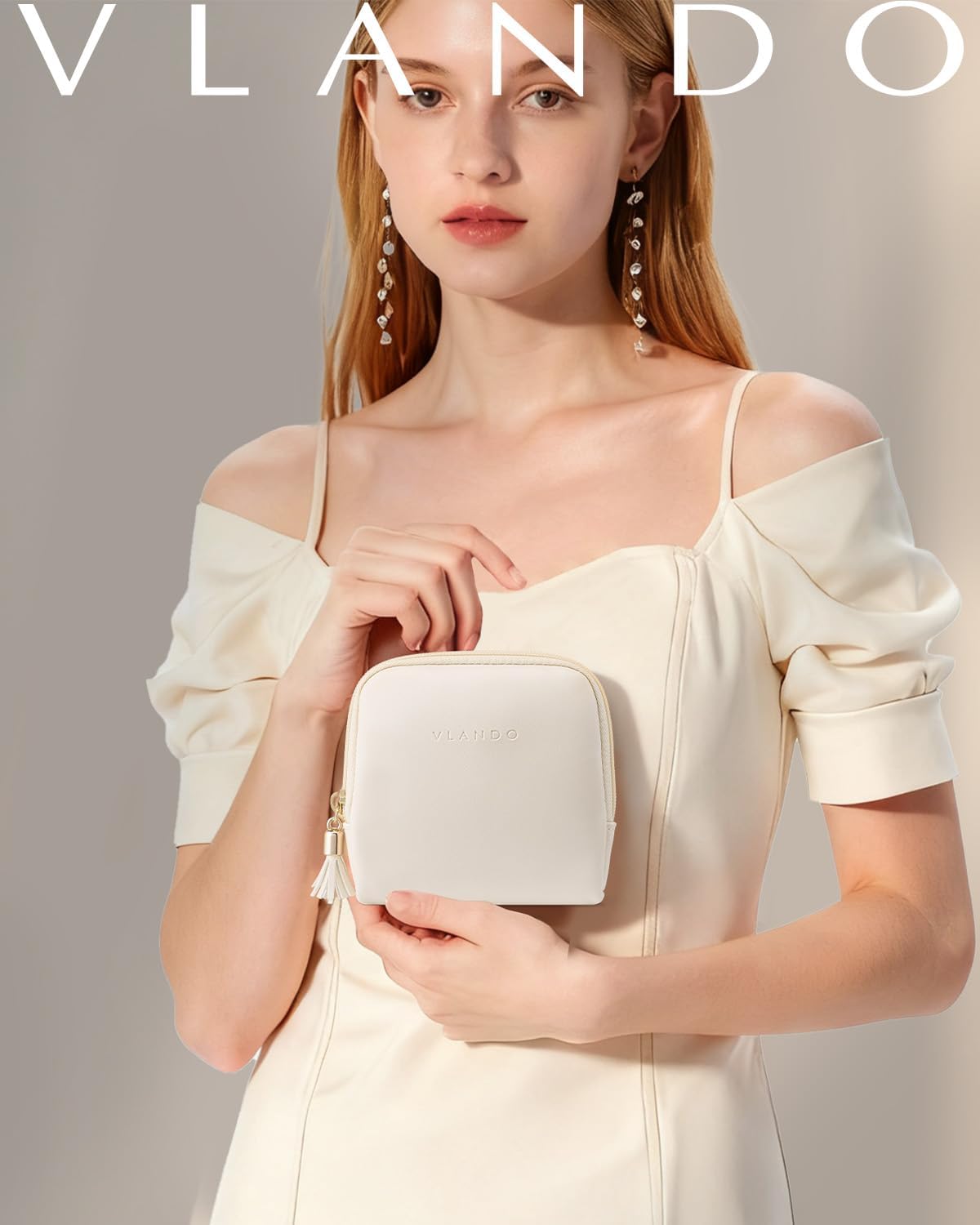 Small Travel Jewelry Case,Gifts for Women,Jewelry Pouch Bags with Zipper,Velvet Jewelry Organizer Storage Bag for Bracelet Rings Earring-Cream White