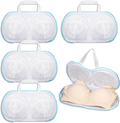 4Pcs Bra Wash Bags for Laundry, Large Bra Laundry Bags, Underwear Brassiere Lingerie Bag with Zipper for Washing Machine (A to C Cups)