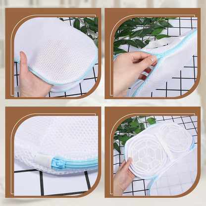4Pcs Bra Wash Bags for Laundry, Large Bra Laundry Bags, Underwear Brassiere Lingerie Bag with Zipper for Washing Machine (A to C Cups)