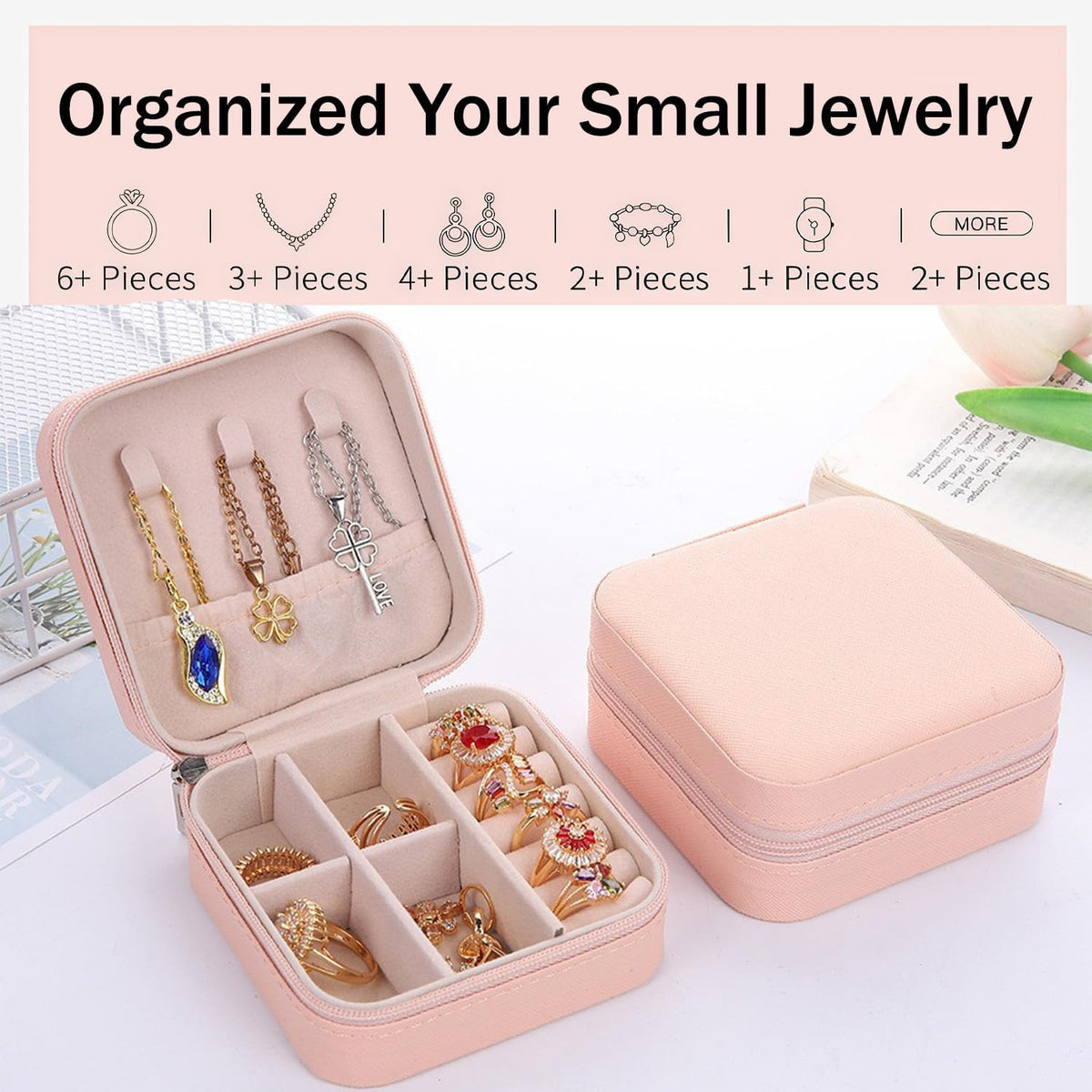 Ships Next Day, Custom Travel Jewelry Box with Name Birth Flower, Birthday Gifts for Women, Bridesmaid Proposal Gifts Personalized Small Travel Jewelry Case, Christmas Customized Gifts for Teen Girls