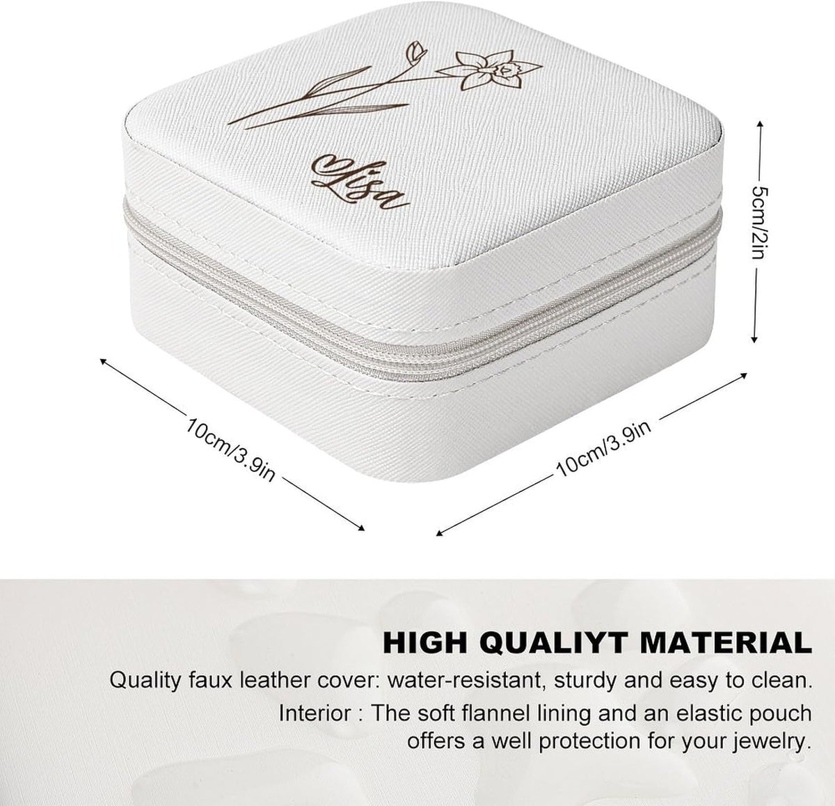 Ships Next Day, Custom Travel Jewelry Box with Name Birth Flower, Birthday Gifts for Women, Bridesmaid Proposal Gifts Personalized Small Travel Jewelry Case, Christmas Customized Gifts for Teen Girls
