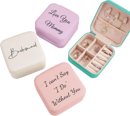Ships Next Day, Custom Travel Jewelry Box with Name Birth Flower, Birthday Gifts for Women, Bridesmaid Proposal Gifts Personalized Small Travel Jewelry Case, Christmas Customized Gifts for Teen Girls
