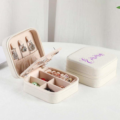 Ships Next Day, Custom Travel Jewelry Box with Name Birth Flower, Birthday Gifts for Women, Bridesmaid Proposal Gifts Personalized Small Travel Jewelry Case, Christmas Customized Gifts for Teen Girls