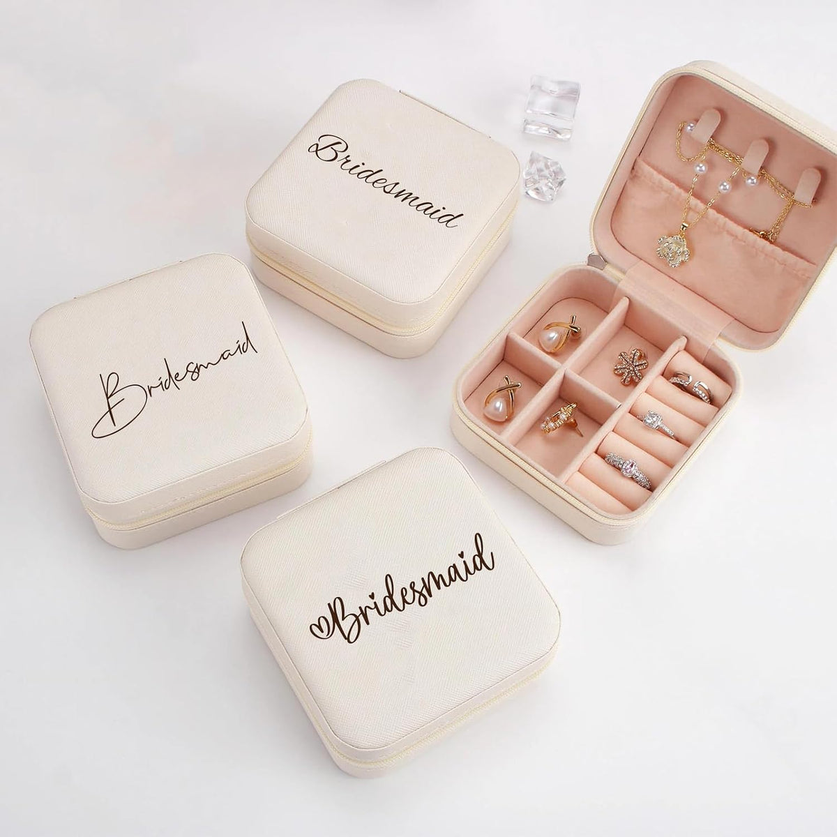 Ships Next Day, Custom Travel Jewelry Box with Name Birth Flower, Birthday Gifts for Women, Bridesmaid Proposal Gifts Personalized Small Travel Jewelry Case, Christmas Customized Gifts for Teen Girls