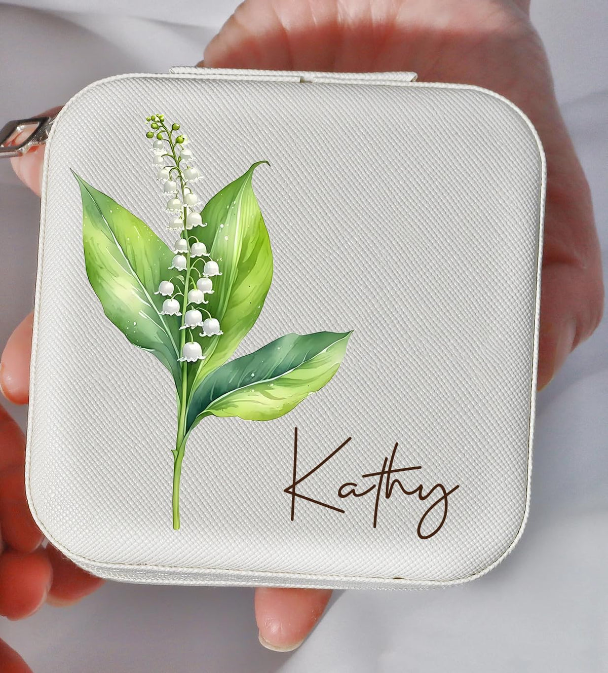 Ships Next Day, Custom Travel Jewelry Box with Name Birth Flower, Birthday Gifts for Women, Bridesmaid Proposal Gifts Personalized Small Travel Jewelry Case, Christmas Customized Gifts for Teen Girls