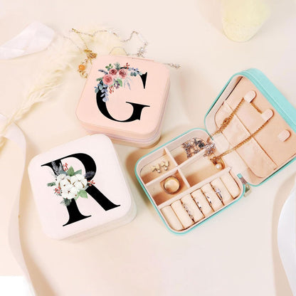Ships Next Day, Custom Travel Jewelry Box with Name Birth Flower, Birthday Gifts for Women, Bridesmaid Proposal Gifts Personalized Small Travel Jewelry Case, Christmas Customized Gifts for Teen Girls