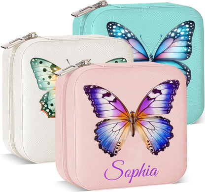 Ships Next Day, Custom Travel Jewelry Box with Name Birth Flower, Birthday Gifts for Women, Bridesmaid Proposal Gifts Personalized Small Travel Jewelry Case, Christmas Customized Gifts for Teen Girls