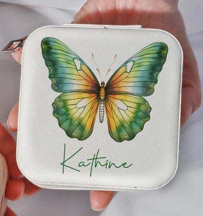 Ships Next Day, Custom Travel Jewelry Box with Name Birth Flower, Birthday Gifts for Women, Bridesmaid Proposal Gifts Personalized Small Travel Jewelry Case, Christmas Customized Gifts for Teen Girls