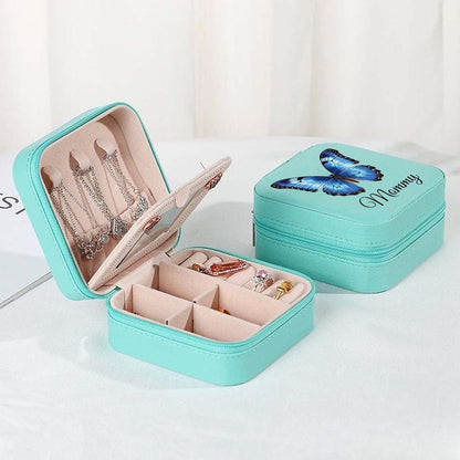Ships Next Day, Custom Travel Jewelry Box with Name Birth Flower, Birthday Gifts for Women, Bridesmaid Proposal Gifts Personalized Small Travel Jewelry Case, Christmas Customized Gifts for Teen Girls