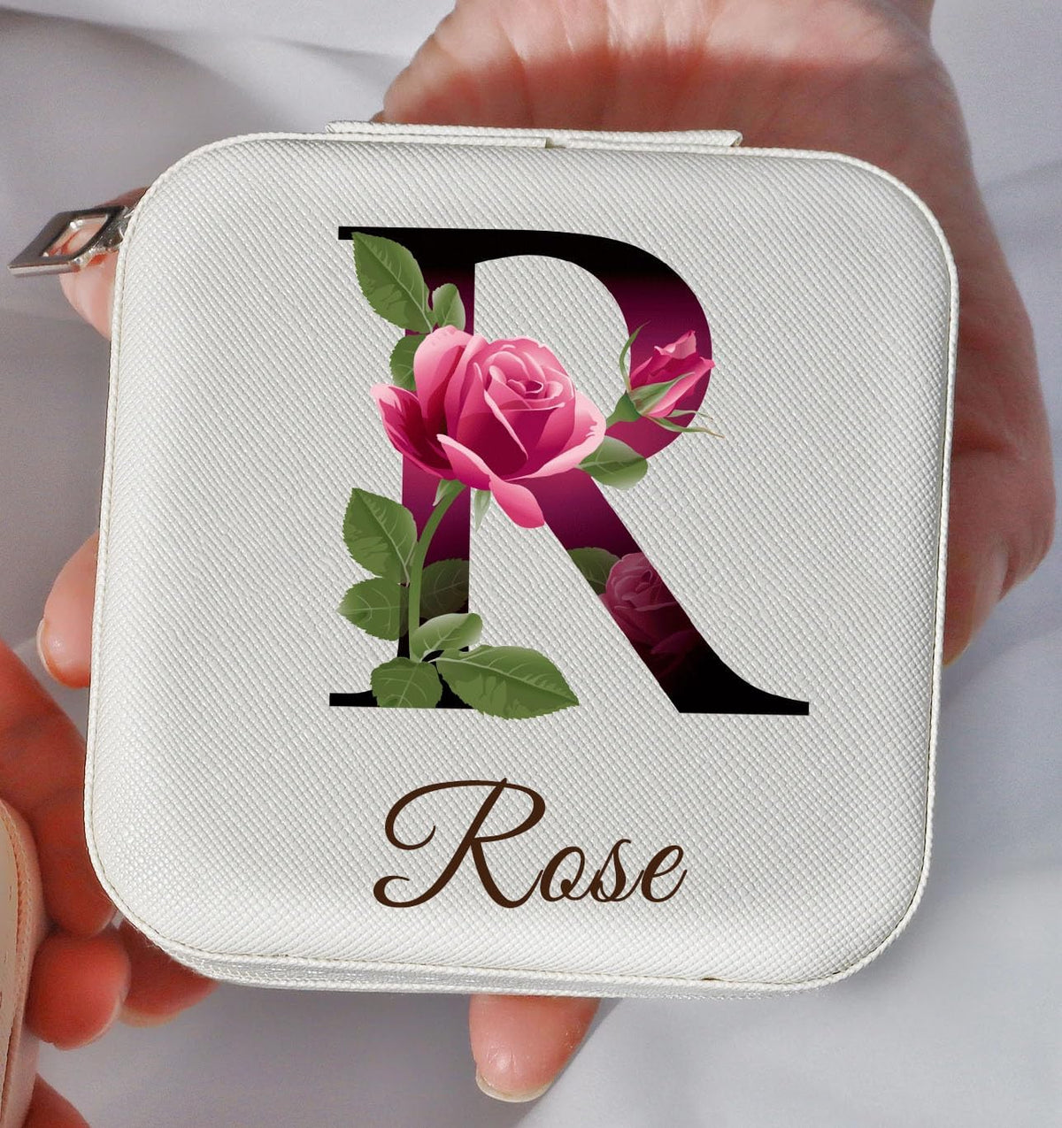Ships Next Day, Custom Travel Jewelry Box with Name Birth Flower, Birthday Gifts for Women, Bridesmaid Proposal Gifts Personalized Small Travel Jewelry Case, Christmas Customized Gifts for Teen Girls