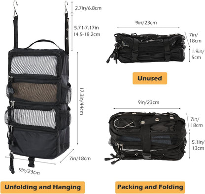 TABITORA Travel Luggage Organizer Hanging Packing Cubes Portable Hanging Shelves Carry on Closet for Suitcase with 2 Hooks,Collapsible(Beige,S)