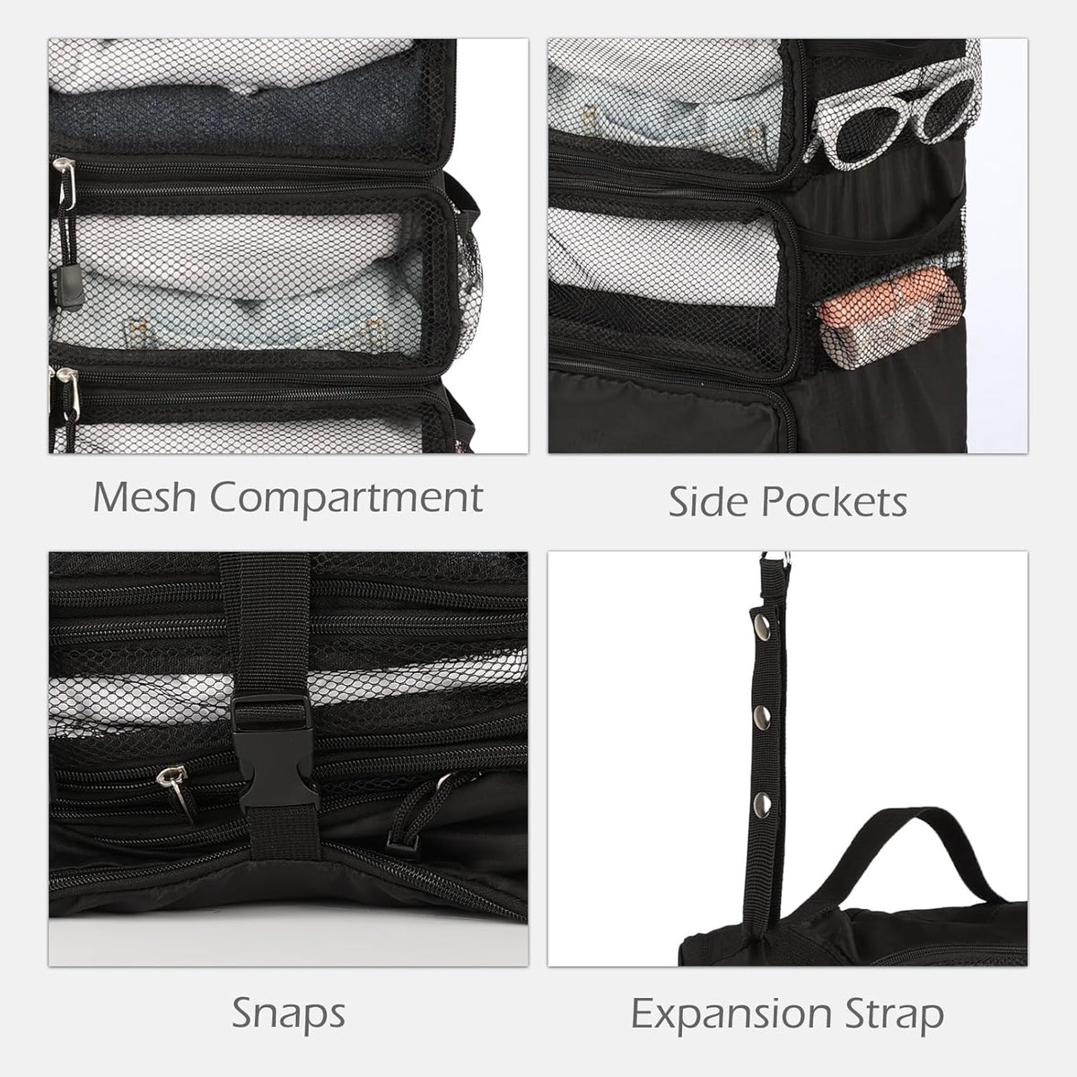 TABITORA Travel Luggage Organizer Hanging Packing Cubes Portable Hanging Shelves Carry on Closet for Suitcase with 2 Hooks,Collapsible(Beige,S)