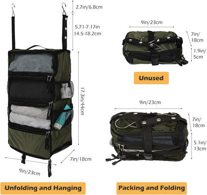 TABITORA Travel Luggage Organizer Hanging Packing Cubes Portable Hanging Shelves Carry on Closet for Suitcase with 2 Hooks,Collapsible(Beige,S)