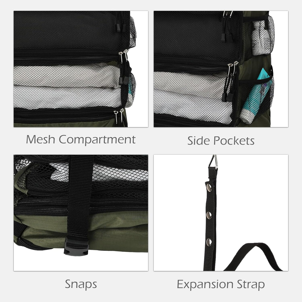 TABITORA Travel Luggage Organizer Hanging Packing Cubes Portable Hanging Shelves Carry on Closet for Suitcase with 2 Hooks,Collapsible(Beige,S)
