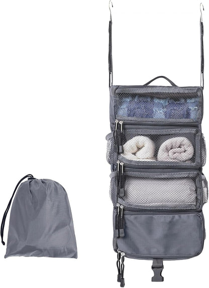 TABITORA Travel Luggage Organizer Hanging Packing Cubes Portable Hanging Shelves Carry on Closet for Suitcase with 2 Hooks,Collapsible(Beige,S)