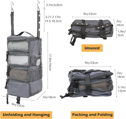 TABITORA Travel Luggage Organizer Hanging Packing Cubes Portable Hanging Shelves Carry on Closet for Suitcase with 2 Hooks,Collapsible(Beige,S)