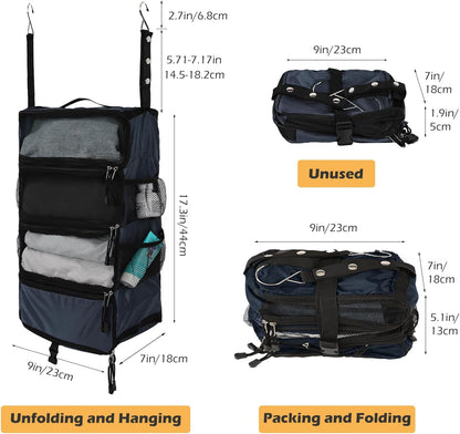 TABITORA Travel Luggage Organizer Hanging Packing Cubes Portable Hanging Shelves Carry on Closet for Suitcase with 2 Hooks,Collapsible(Beige,S)