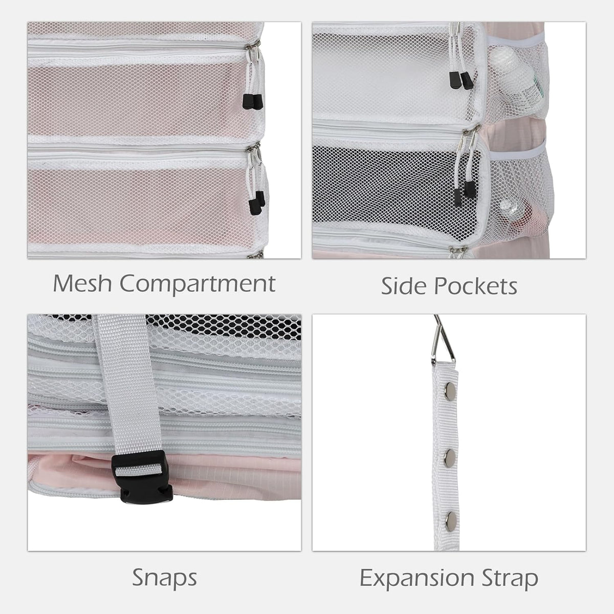 TABITORA Travel Luggage Organizer Hanging Packing Cubes Portable Hanging Shelves Carry on Closet for Suitcase with 2 Hooks,Collapsible(Beige,S)