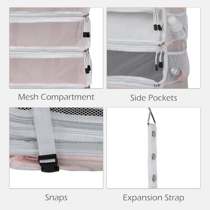 TABITORA Travel Luggage Organizer Hanging Packing Cubes Portable Hanging Shelves Carry on Closet for Suitcase with 2 Hooks,Collapsible(Beige,S)