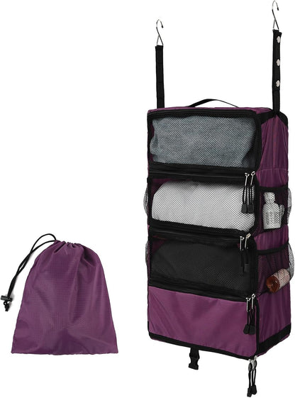 TABITORA Travel Luggage Organizer Hanging Packing Cubes Portable Hanging Shelves Carry on Closet for Suitcase with 2 Hooks,Collapsible(Beige,S)