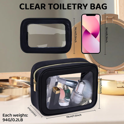 8 Packs TSA Approved Toiletry Bags White Clear Toiletry Bags for Travel PVC Makeup Pouch Waterproof Quart Size Clear Cosmetic Bag with Zipper for Airport Airline Compliant Travel Bathroom Women Men