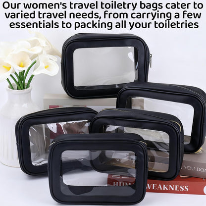 8 Packs TSA Approved Toiletry Bags White Clear Toiletry Bags for Travel PVC Makeup Pouch Waterproof Quart Size Clear Cosmetic Bag with Zipper for Airport Airline Compliant Travel Bathroom Women Men