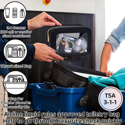 8 Packs TSA Approved Toiletry Bags White Clear Toiletry Bags for Travel PVC Makeup Pouch Waterproof Quart Size Clear Cosmetic Bag with Zipper for Airport Airline Compliant Travel Bathroom Women Men