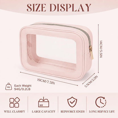 8 Packs TSA Approved Toiletry Bags White Clear Toiletry Bags for Travel PVC Makeup Pouch Waterproof Quart Size Clear Cosmetic Bag with Zipper for Airport Airline Compliant Travel Bathroom Women Men