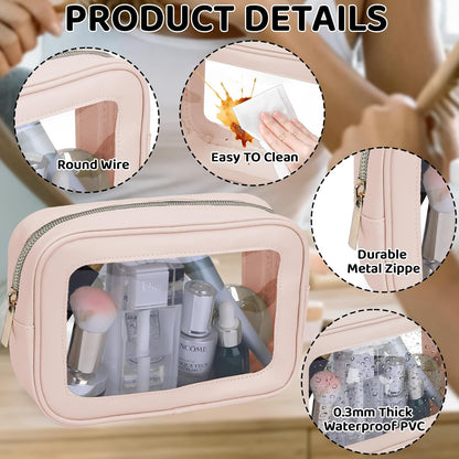 8 Packs TSA Approved Toiletry Bags White Clear Toiletry Bags for Travel PVC Makeup Pouch Waterproof Quart Size Clear Cosmetic Bag with Zipper for Airport Airline Compliant Travel Bathroom Women Men