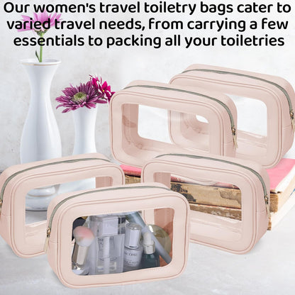 8 Packs TSA Approved Toiletry Bags White Clear Toiletry Bags for Travel PVC Makeup Pouch Waterproof Quart Size Clear Cosmetic Bag with Zipper for Airport Airline Compliant Travel Bathroom Women Men