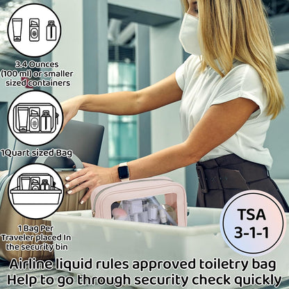 8 Packs TSA Approved Toiletry Bags White Clear Toiletry Bags for Travel PVC Makeup Pouch Waterproof Quart Size Clear Cosmetic Bag with Zipper for Airport Airline Compliant Travel Bathroom Women Men