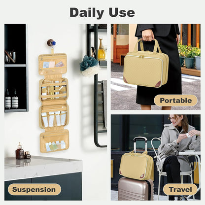 Toiletry Bag for Women, Hanging Travel Toiletry Bag with Jewelry Organizer Compartment Large Makeup Bag, Cosmetic for Travel Business Trips Camping Bathroom Black