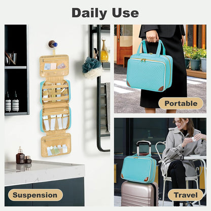 Toiletry Bag for Women, Hanging Travel Toiletry Bag with Jewelry Organizer Compartment Large Makeup Bag, Cosmetic for Travel Business Trips Camping Bathroom Black
